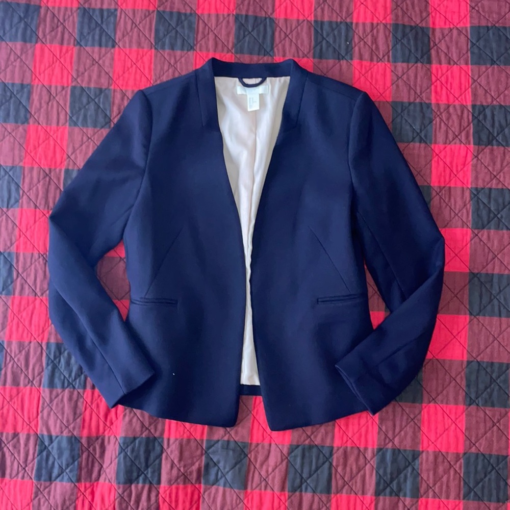 H&M navy open front blazer EUC